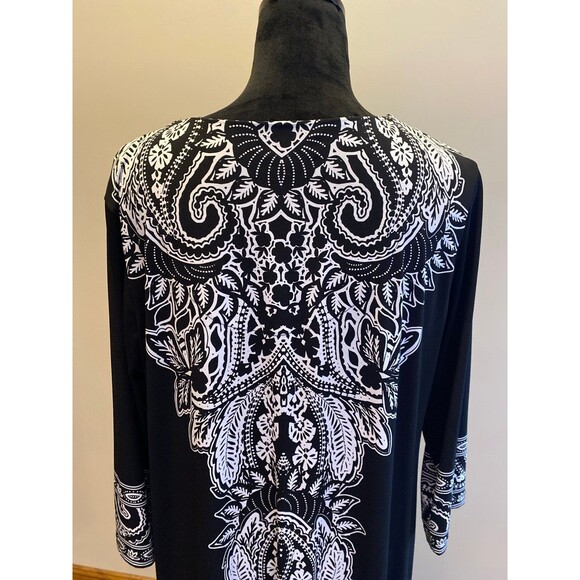 JM Collections Dress Stylish Black & White Holiday Party Dressy Size 1X Stretchy - Picture 8 of 12